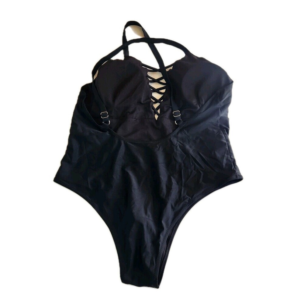 Ekouaer Elegant Inspired Vintage Black Pin up One Piece Swimsuit Size XXL - Picture 8 of 8